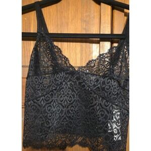Olivaceous Black Lace Bra Top Bralet Tank Top Sheer Cro L Adjustable Strap